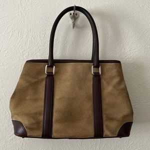 Brown Suede and Leather Coach Handbag